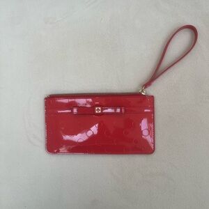 Kate Spade Red wristlet wallet clutch bag patent leather